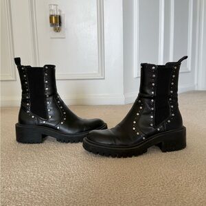 Black Studded Chelsea Boots - Women's Fashion Boot